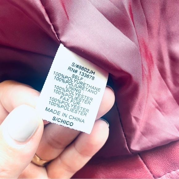 Love Tree Faux Leather Biker Jacket – Red Burgundy – Size Small - Picture 14 of 14